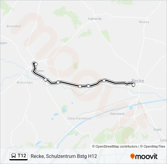T12 Bus Line Map