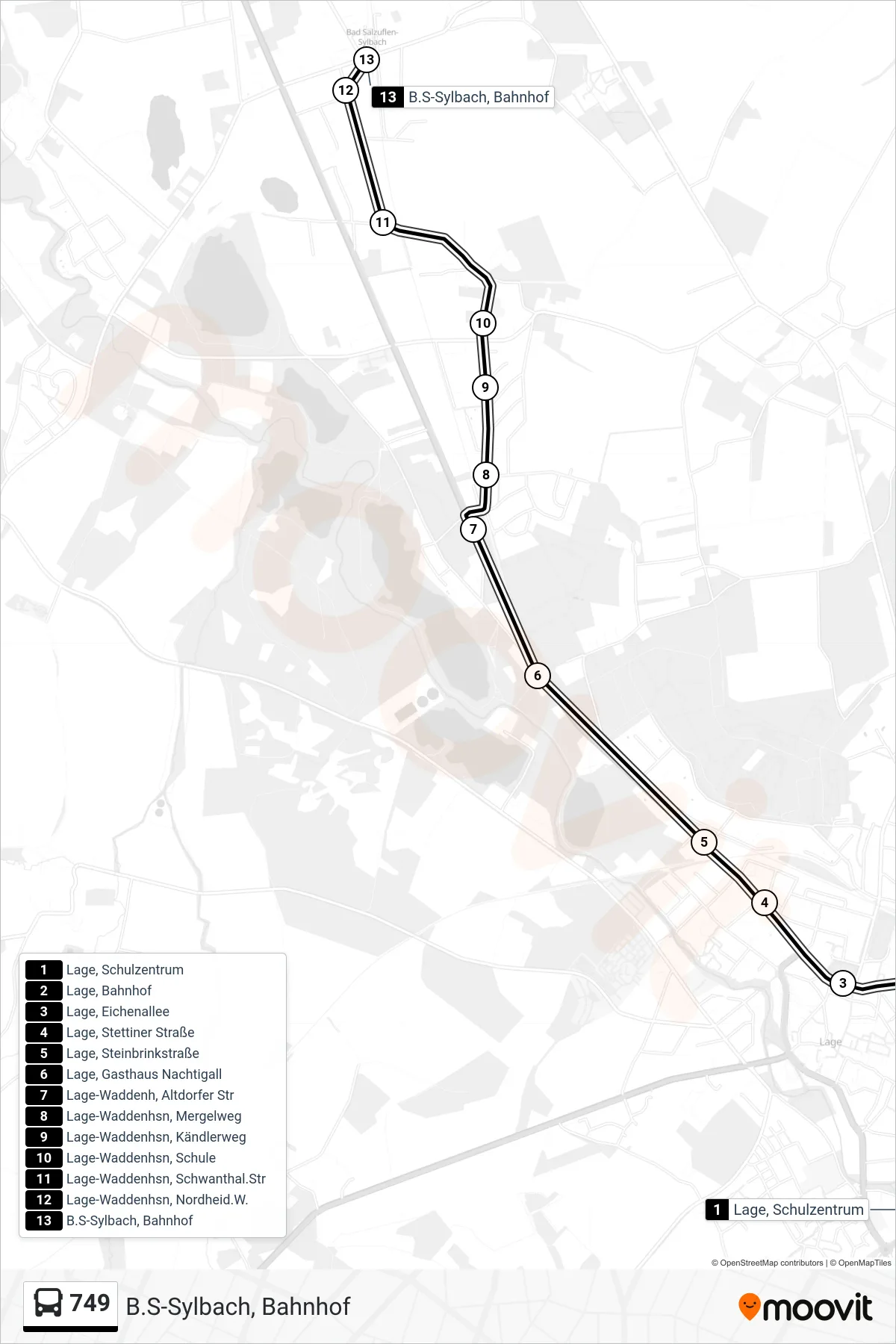 Linie 749 (Bus) Richtung B.S-Sylbach, Bahnhof: Route und Haltestellen auf der Karte