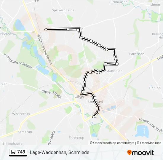 749 Bus Line Map