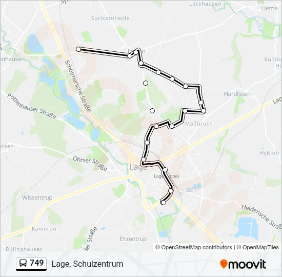 749 Bus Line Map