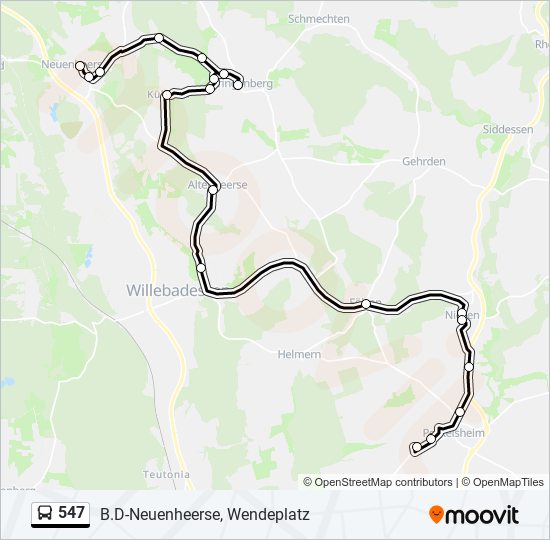 547 bus Line Map