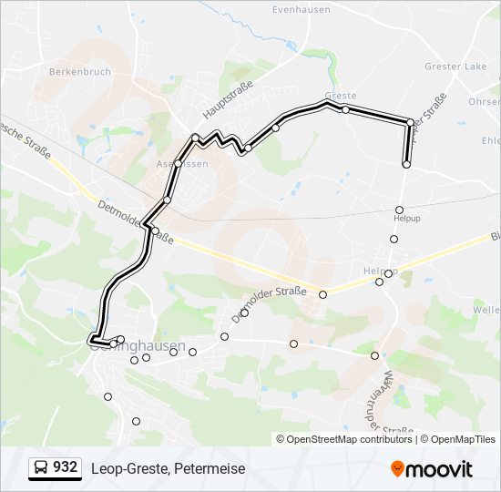 932 bus Line Map