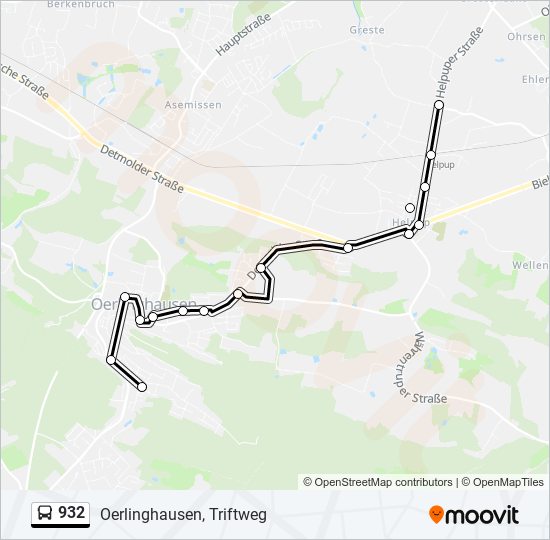 932 bus Line Map