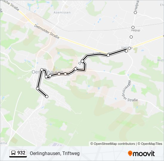 932 bus Line Map