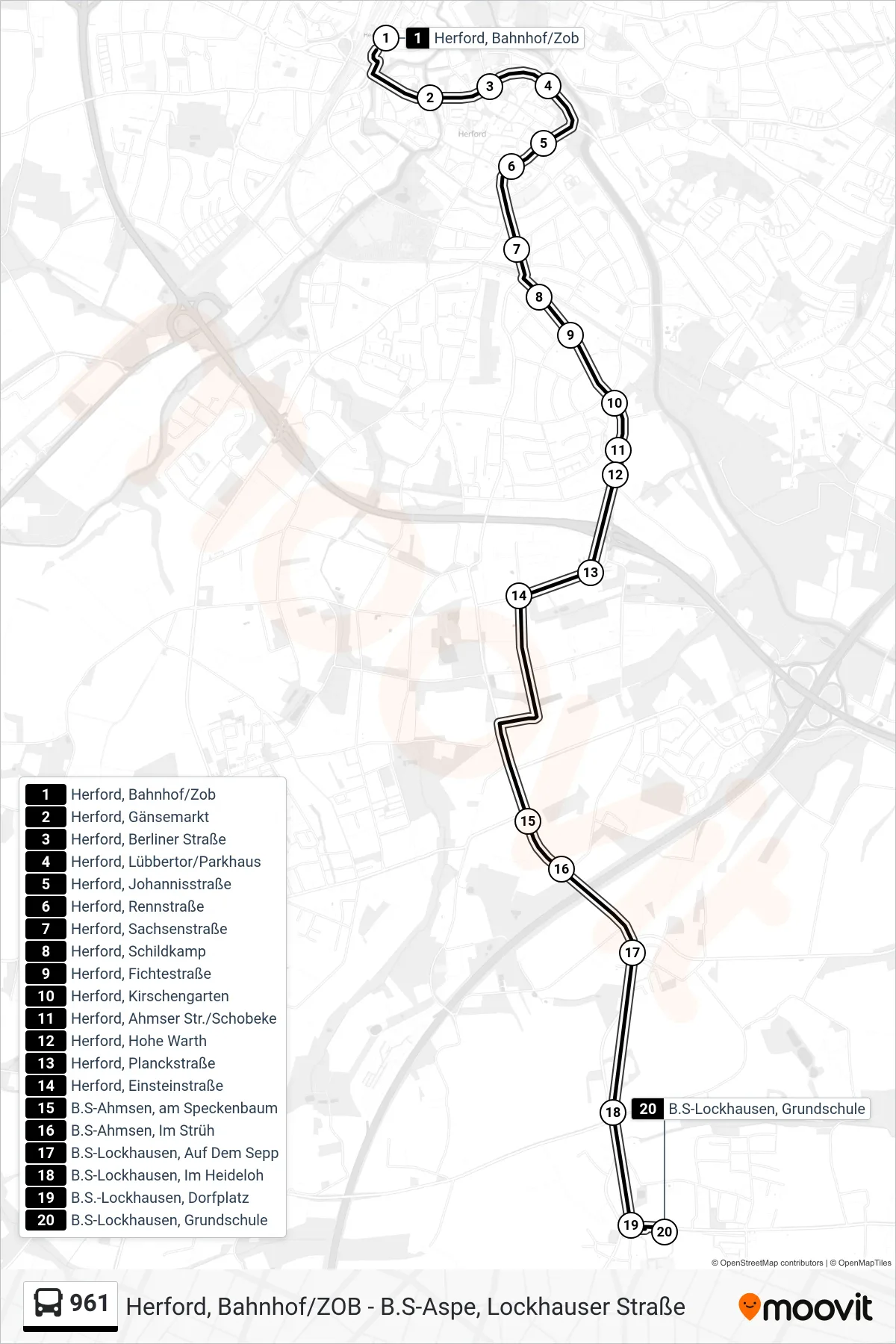 961 bus Line (B.S-Lockhausen, Grundschule) route and stops on a map