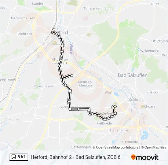 961 Bus Line Map