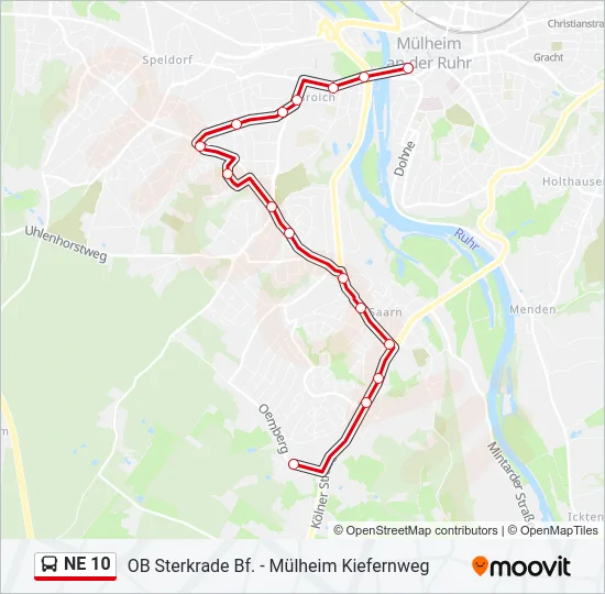 NE 10 Bus Line Map