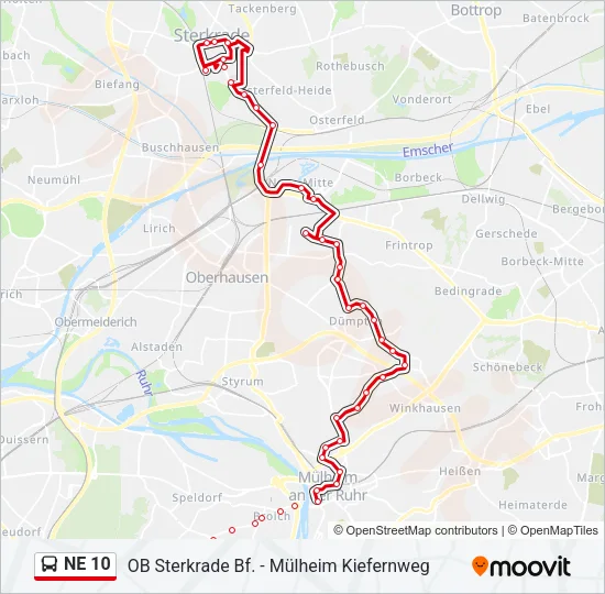 NE 10 Bus Line Map