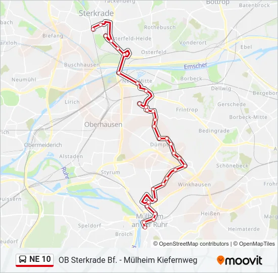 NE 10 Bus Line Map