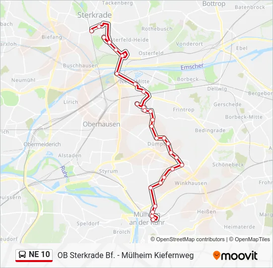 Автобус NE 10: карта маршрута