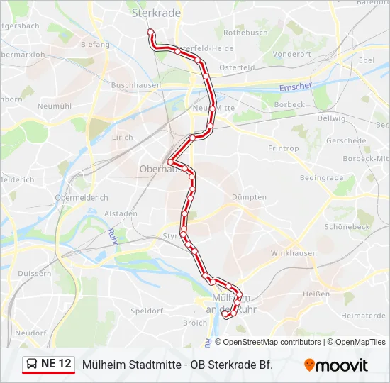 NE 12 Bus Line Map