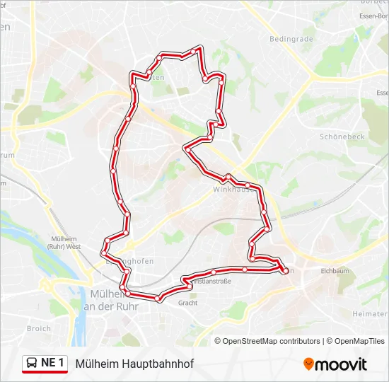 Автобус NE 1: карта маршрута