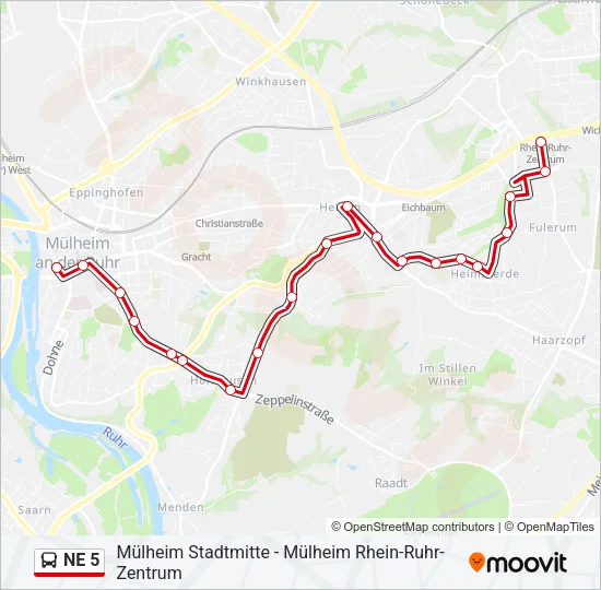 NE 5 Bus Line Map