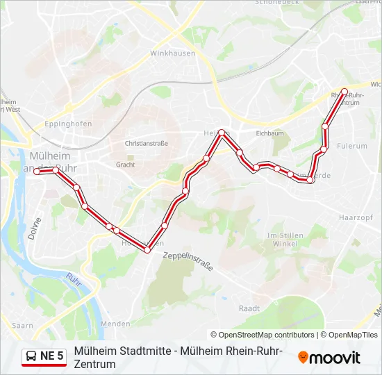 NE 5 Bus Line Map