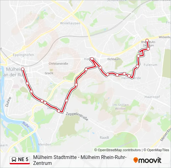 Автобус NE 5: карта маршрута