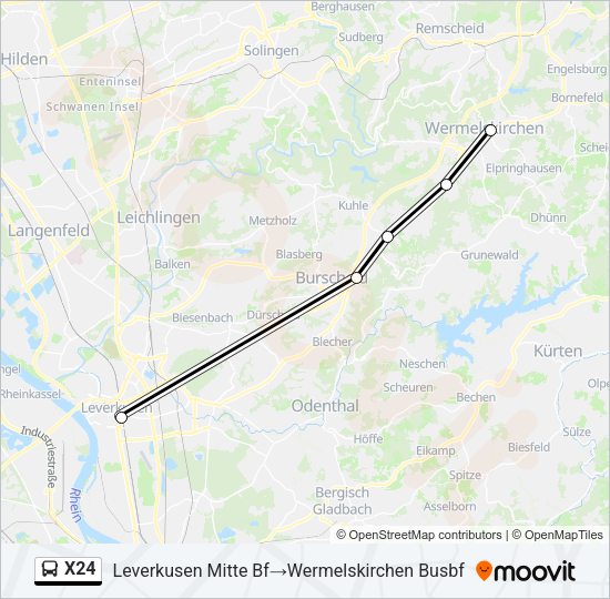 X24 Bus Line Map