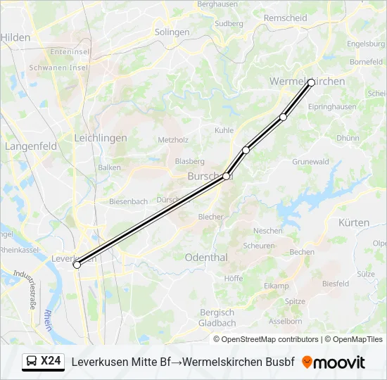 X24 Bus Line Map
