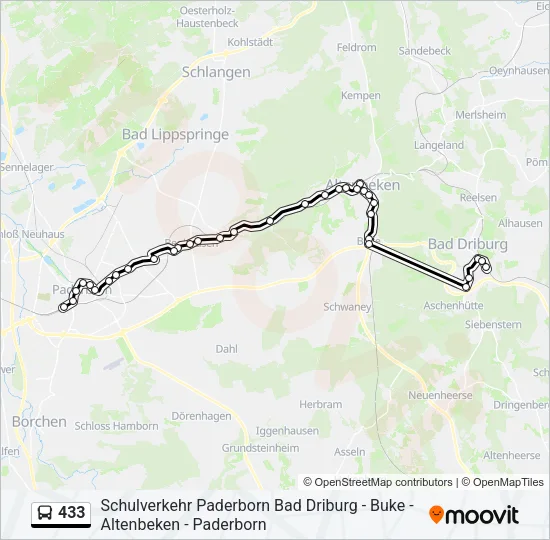 433 Bus Line Map