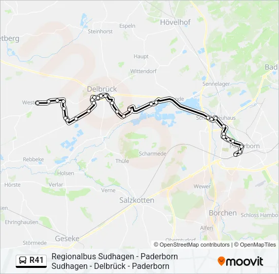 Автобус R41: карта маршрута