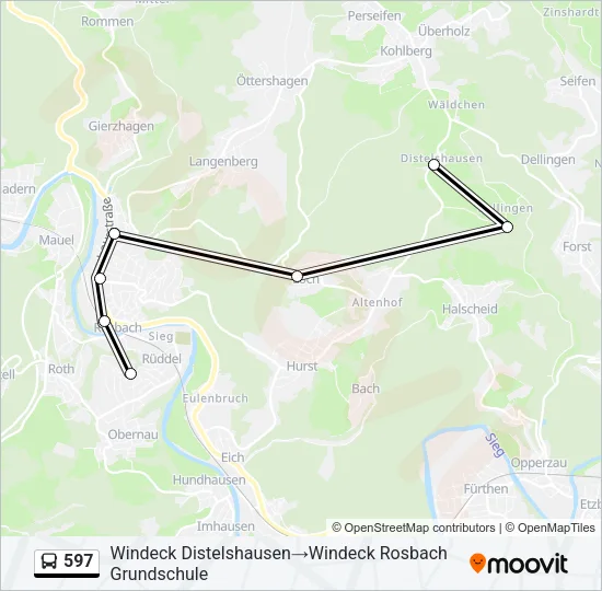 597 Bus Line Map
