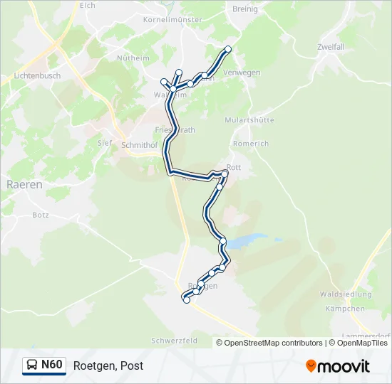 N60 Bus Line Map