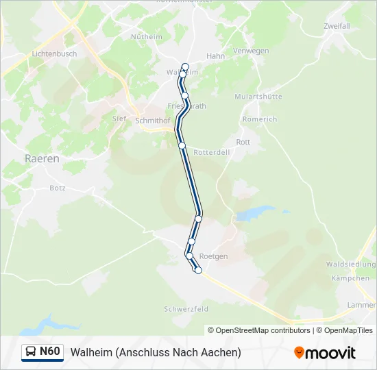 Автобус N60: карта маршрута