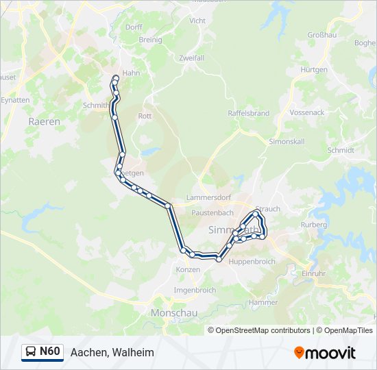 N60 Bus Line Map