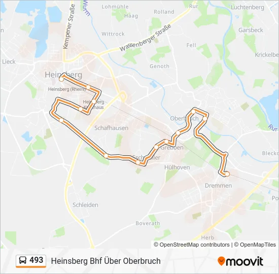 Автобус 493: карта маршрута