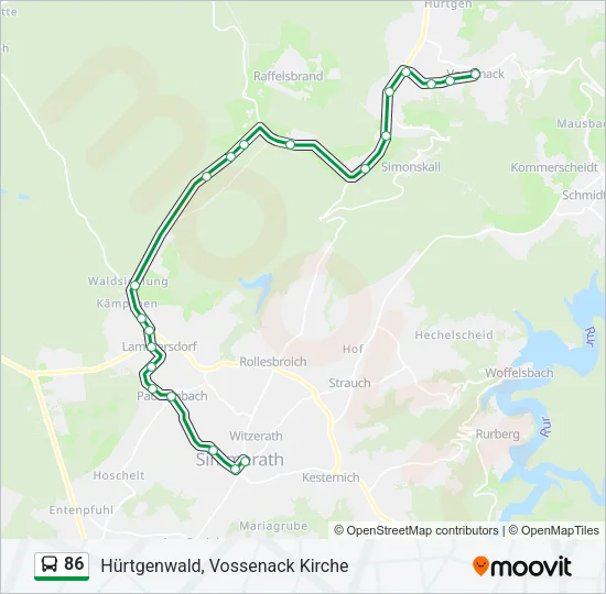 86 Bus Line Map