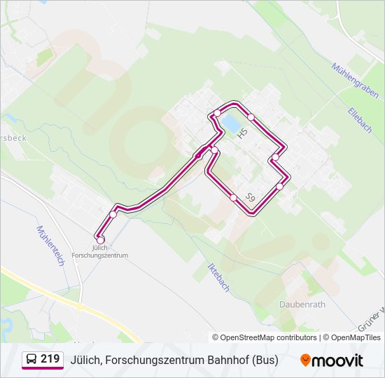 219 bus Line Map