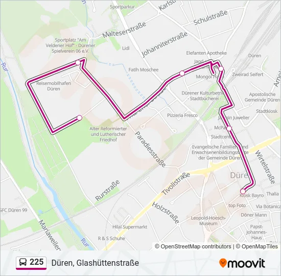 225 Bus Line Map