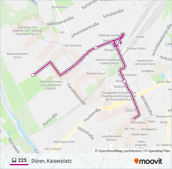 225 Bus Line Map