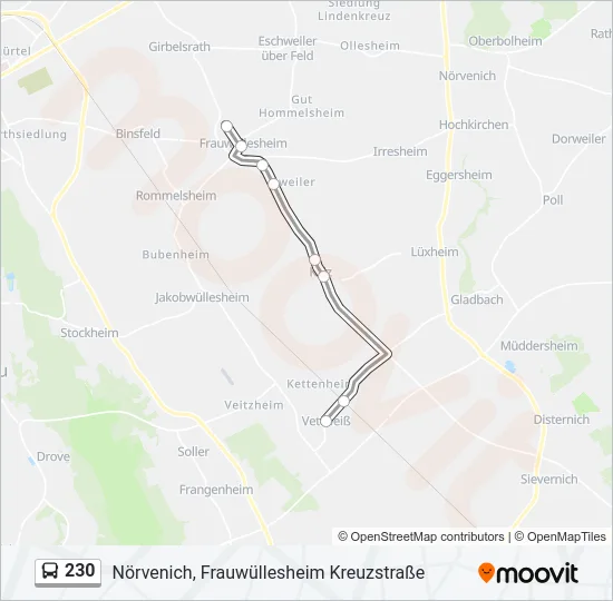 Buslinie 230 Karte
