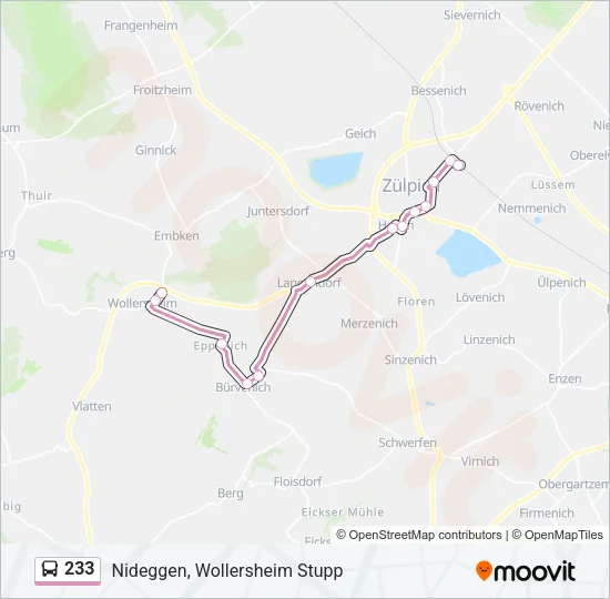233 Bus Line Map