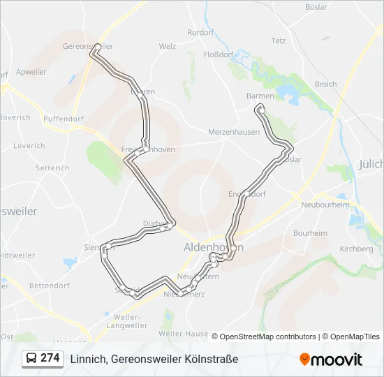 274 Bus Line Map