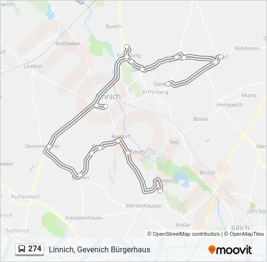 274 Bus Line Map