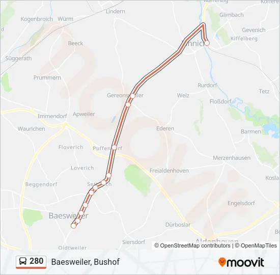 280 Bus Line Map