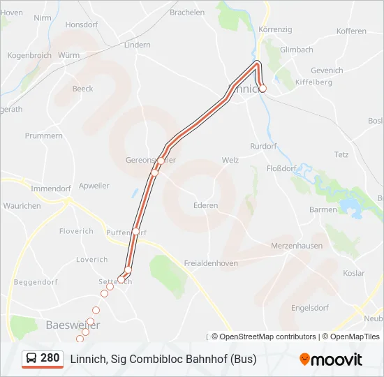 280 Bus Line Map