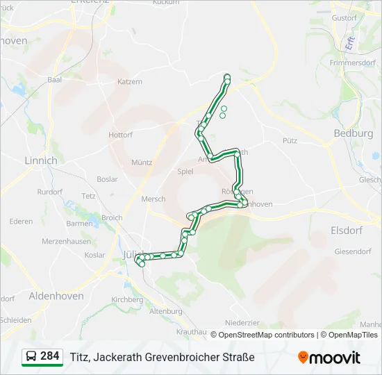 284 Bus Line Map