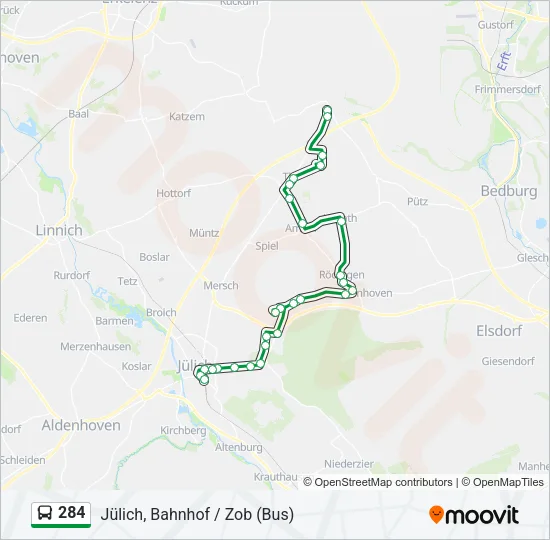 284 Bus Line Map