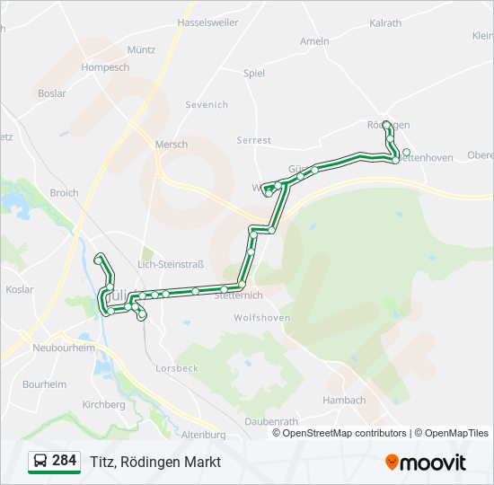 284 bus Line Map