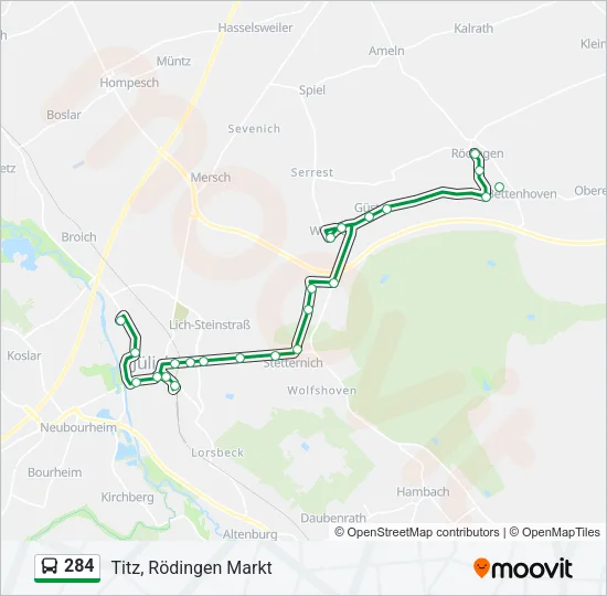 284 Bus Line Map