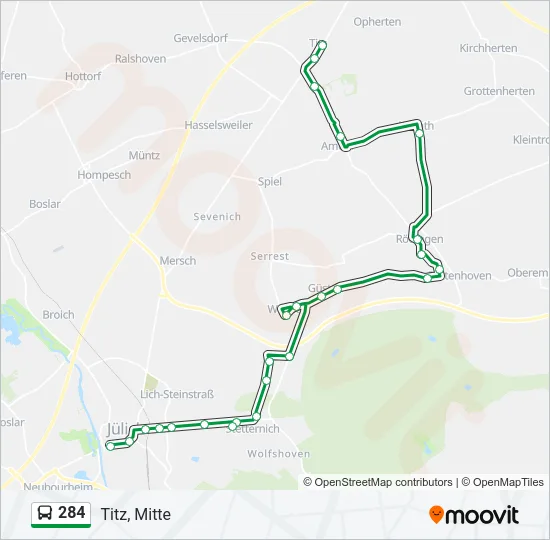 284 Bus Line Map