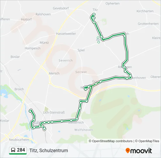 284 Bus Line Map