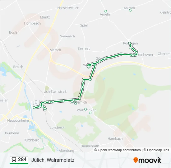 284 Bus Line Map