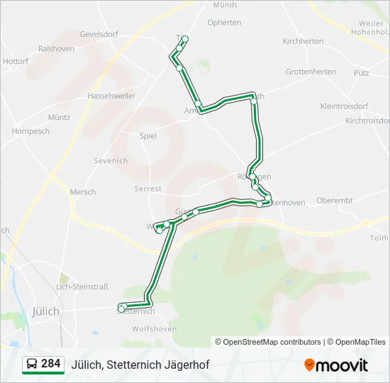 284 Bus Line Map
