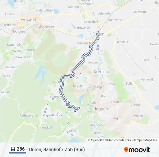 286 Bus Line Map