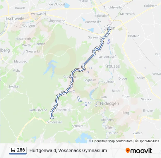 Автобус 286: карта маршрута