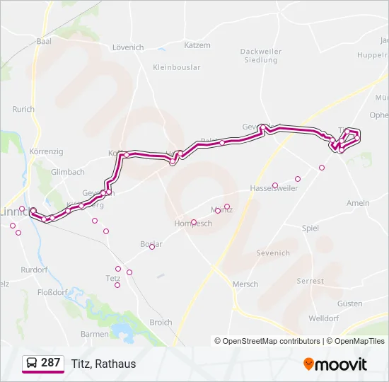 287 Bus Line Map