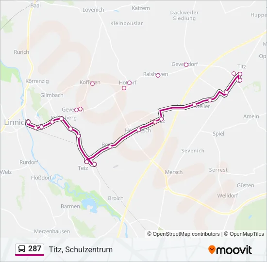 287 Bus Line Map